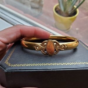 Vintage signed gold bangle bracelet